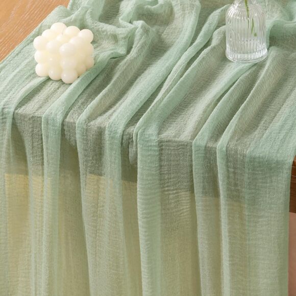 4 Pack Sage Green Cheesecloth Table Runner 120" Boho Gauze Rustic Wedding Decor - Picture 7 of 10